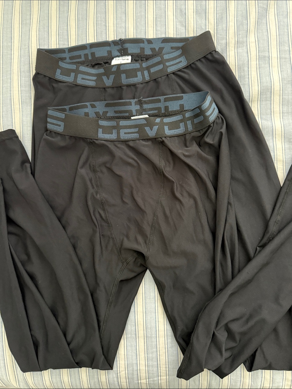 DEVOPS 2-Pack Black Performance Heat Gear with Branded Waistband. Size L